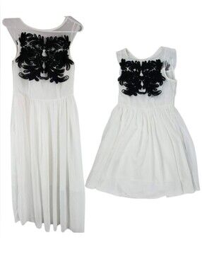 Mommy & Me Matching White Chiffon Dresses Mother Daughter Wedding Photo Shoot